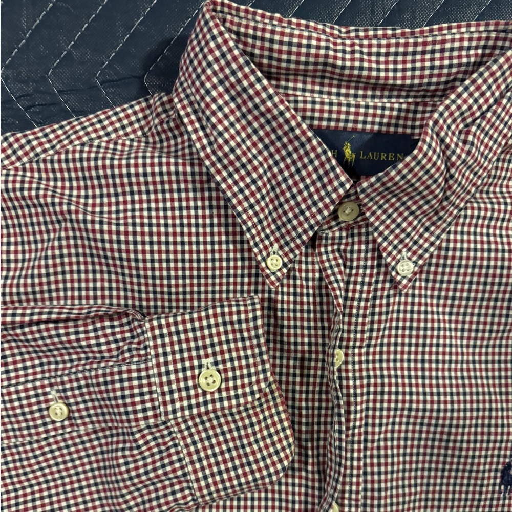 Ralph Lauren Red and White Checkered Men's Shirt